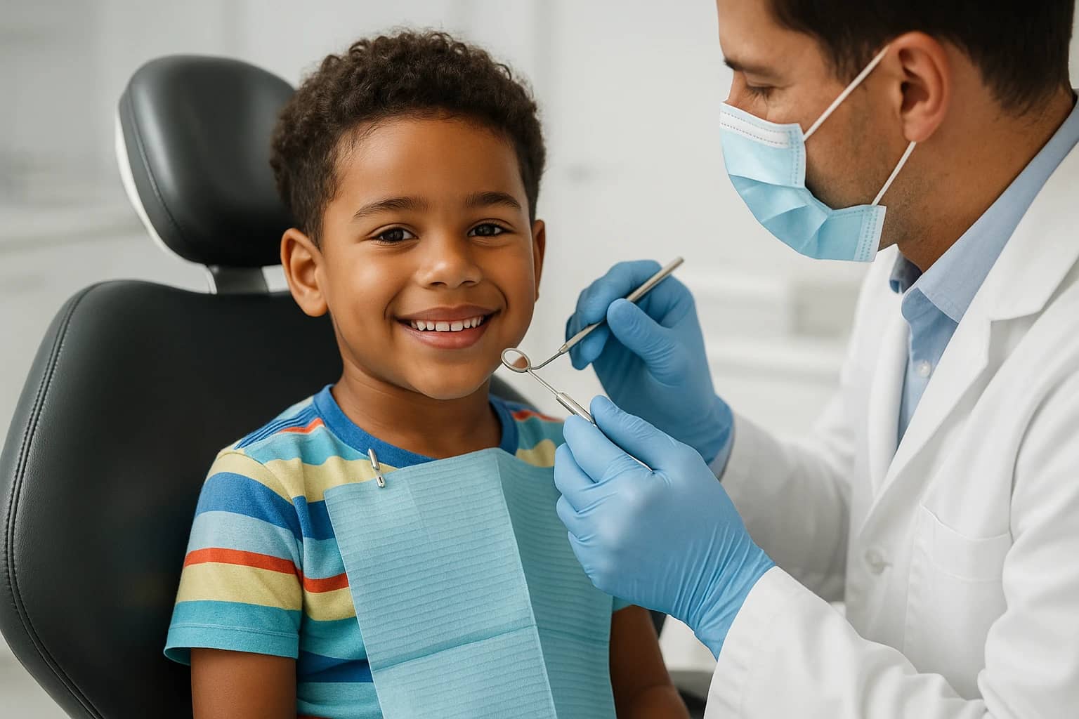 Niño dominicano en el dentista
