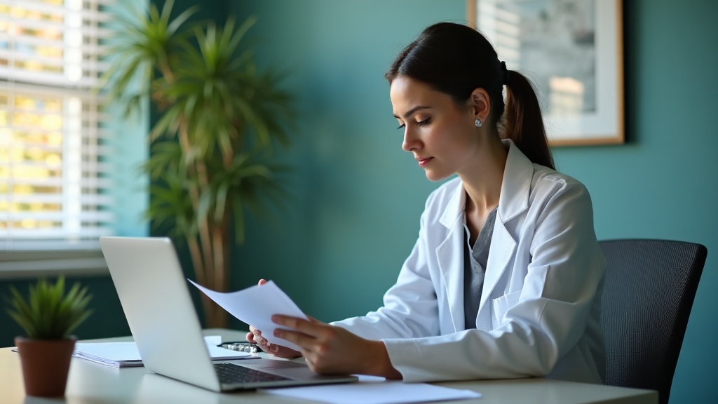 Un médico revisando su facturación